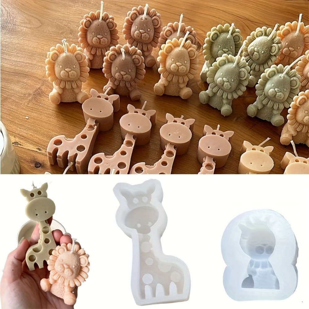 Candle Fragrance Supplies - Molde de Silicone Leão e Girafa